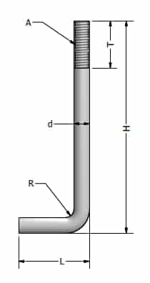 แบบร่างและสเปคมาตรฐาน แอลโบลท์ (L-Bolt) สำหรับงานโครงสร้าง